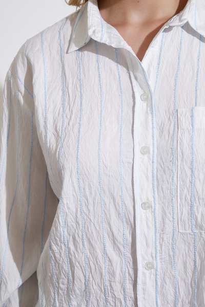 Never more Blue Striped Pocket Shirt