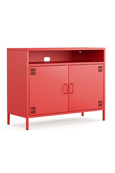 Furni24 Tv Ünitesi, Tv Dolabı,2 Kapaklı, Açık Raflı 100,50 x 40 x 79,50 cm