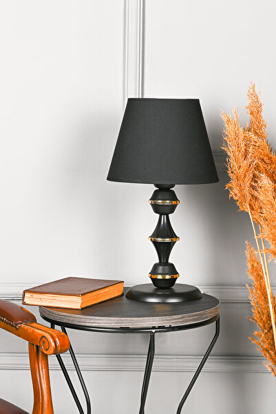 DEDE GOLD HALKALI BERLİN ABAJUR MASA LAMBASI SİYAH