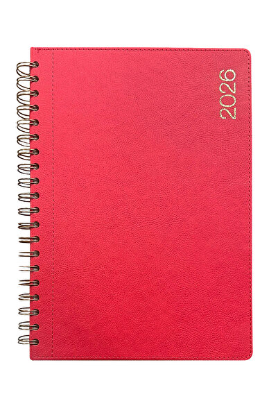 KILAVUZ REKLAM 20x27 Cm Spiralli Günlük 2026 Ajanda Kırmızı
