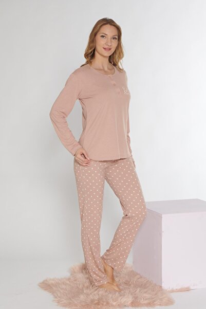 DOWRY Women's Long Sleeved Seasonal Pajama Set with Pockets 09-241