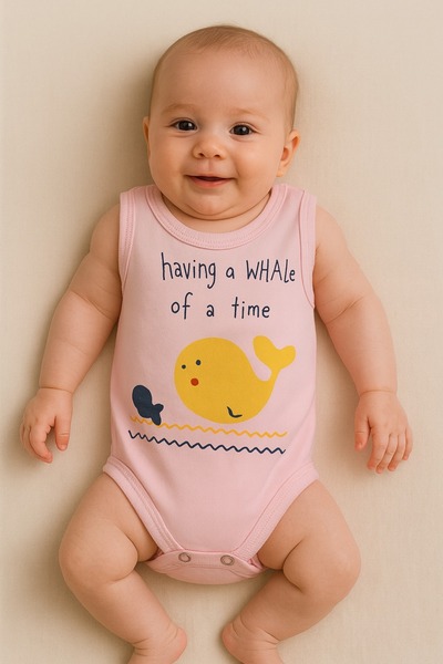 BABY WEAR بدلة أطفال مطبوعة على شكل حوت