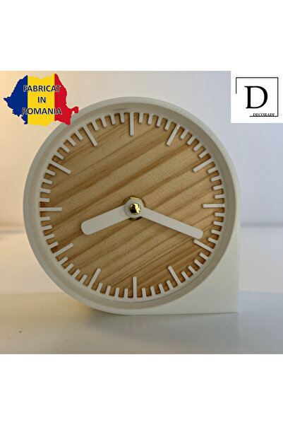 OEM Desk clock, silent, 11 cm, white, 3D printed from PLA (Bioplastic) (1017)