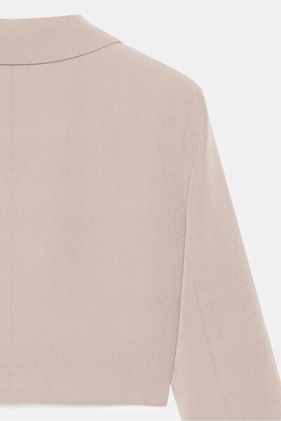 Saade Stone Women's Regular Fit Double Breasted Woven Crop Blazer Jacket - Stylish & Sporty