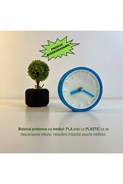 OEM Desk clock, silent, 11 cm, dark blue, 3D printed from PLA (Bioplastic) (1037)