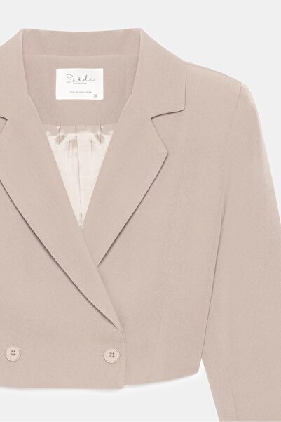 Saade Кам'яна жінка Regular Fit Крузаве Застібка Тканина Кроп Блейзер Куртка -Шикарний & Спортивний