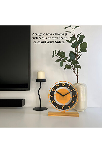 OEM Desk clock, silent, 22.5 cm, gold/black, 3D printed from PLA (Bioplastic) (1012)