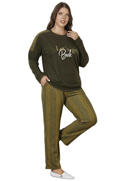 FLZ Battal Big Size Soft Winter Long Sleeve Pajama Set Dowry B09-132
