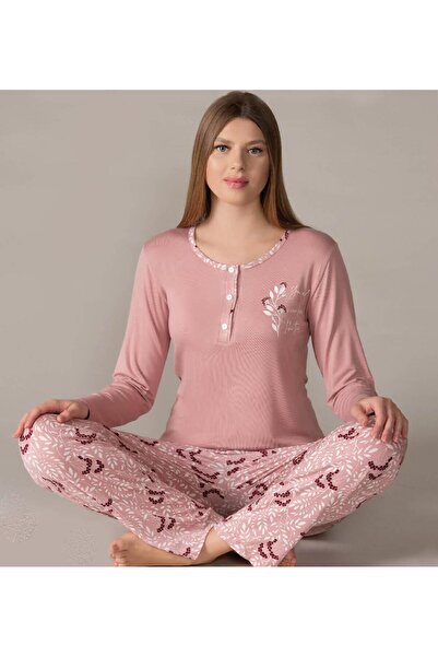 FLZ KADIN UZUN KOL PİJAMA TAKIMI VİSKON MEVSİMLİK DOWRY 09-133