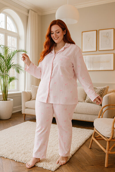 BAMBUTKİDS Uzun Kol Gömlek Yaka Kadın Pinterest Pijama Takımı - Mevsimlik Kad...