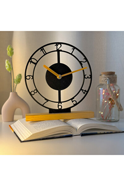 OEM Desk clock, silent, 22.5 cm, black, 3D printed from PLA (Bioplastic) (1005)