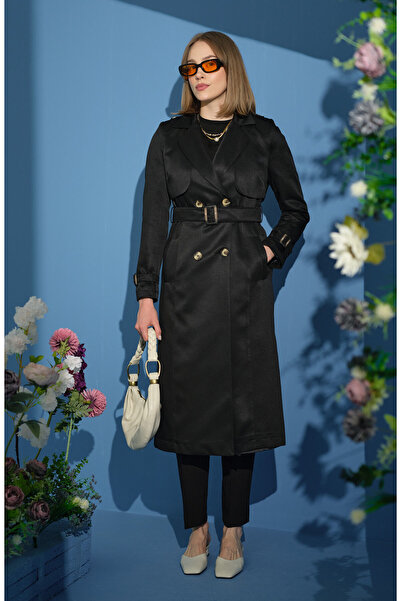 Fatma Atasoy Klasik Siyah Trençkot