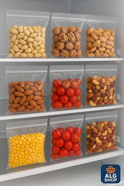 Febros 100’lü Buzdolabı Kilitli Torba Poşet Dondurucu İkramlık Çerez Davet Kına Hediyelik Poşeti 16x20 cm