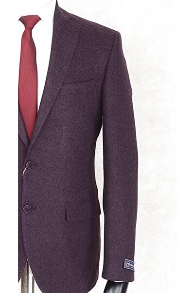 Jan Carlucci Yünlü Erkek Regular Fit Mono Yaka Mor Drop 6 Tek Ceket