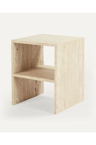 Kurtuluş Mermer Traverten Mermer Raflı Komidin Sehpa