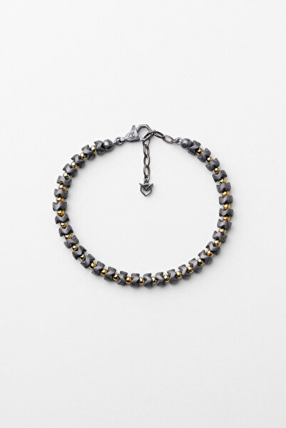 So CHIC... Hematit Taşlı 21 Cm Gümüş Erkek Bileklik