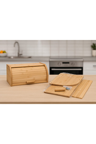 MAKRİ HOME صندوق خبز قابل للفك مصنوع من الخيزران الطبيعي، صندوق خبز، غطاء منزلق، سعة كبيرة