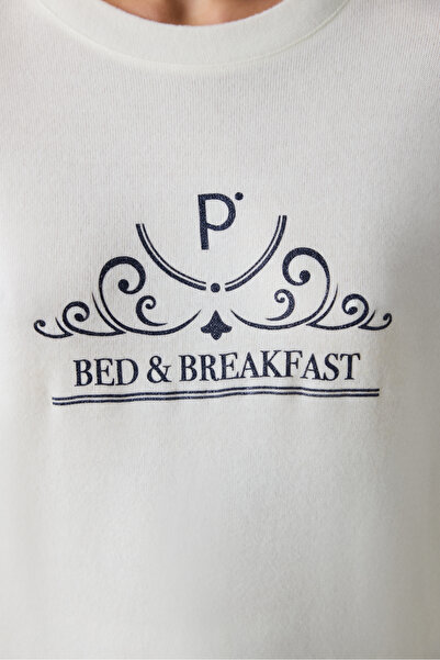 Penti Aria Soft Ekru Sweatshirt Pijama Üstü