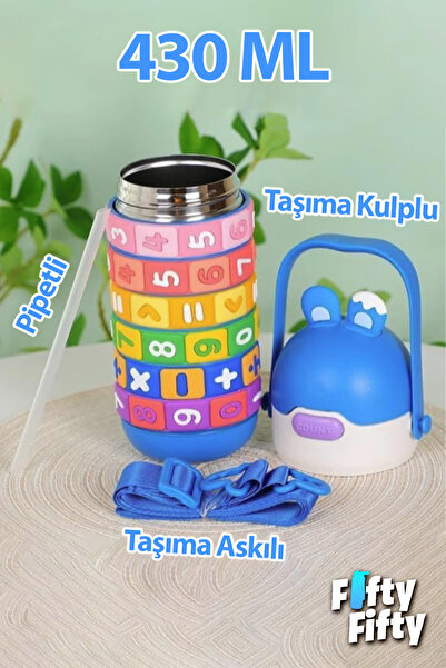 Vagonlife 430 ML Pipetli Çelik Termos Askılı Matematiği Sevdiren Su Matarası FFVGN-430ML30031