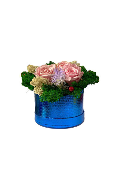 velve Aranjament Floral Midnight Dream,3 trandafiri criogenati pat de licheni...