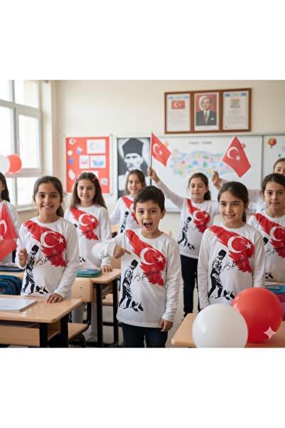 Kidsmadamiko Ανδρικό μακρυμάνικο μπλουζάκι με στάμπα Atatürk Kocatepe 6-13 ετών