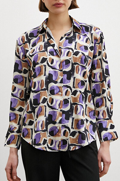 Never more Van Gogh Patterned Shirt Purple