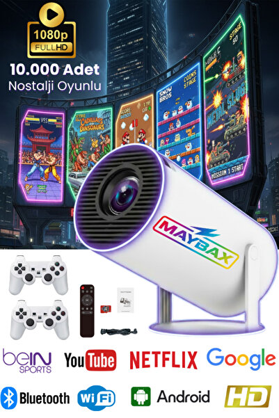 Maybax Taşınabilir Sinema Projeksiyon 720P  BT5.0 Wİ-Fİ6 Ekran Yansıtma 10.00...