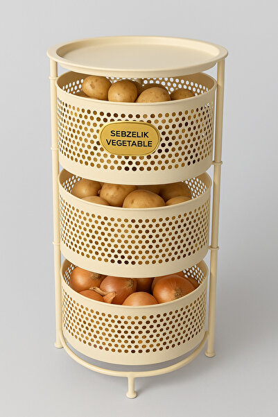 VENON HOME ORGANİZER MAMBO 3 KATLI PATATES SOĞANLIK KREM