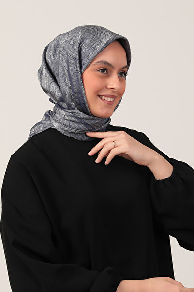 ipekistanbul Шовковий двосторонній жакардовий шарф - синій