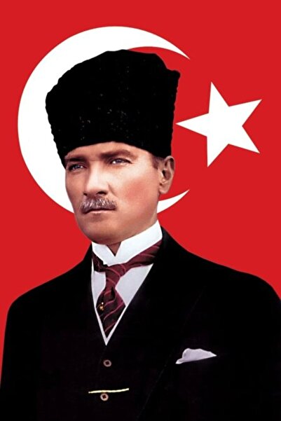 CMB SHOP Türk Bayrağı Kalpaklı Atatürk Posterli Saten Türk Bayrağı K.Atatürk ...