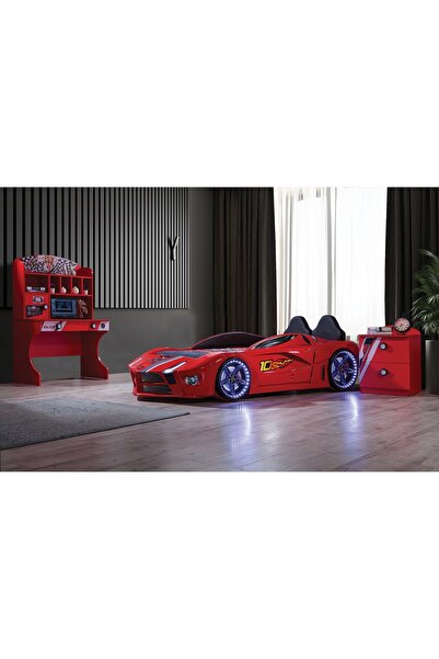Kaju CarBed Arabalı Yatak Çocuk Karyolası Kumandalı Işık Ve Ses Sistemli Luxu...