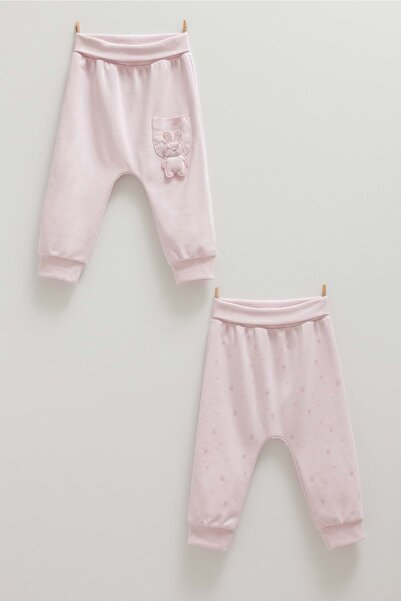 Caramell Cute Rabbit Double Pants with Pocket Details Without Socks Lilac