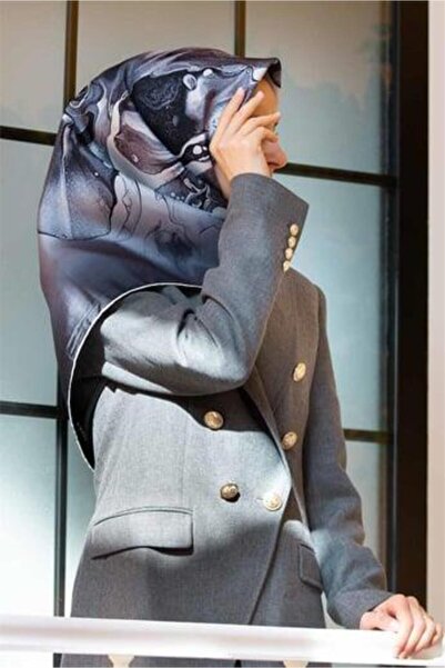 Vissona Μεταξωτό μαντήλι Tivil 51620 - 0001 - 0027 Αφηρημένο σχέδιο σε σκούρο γκρι