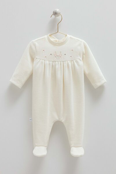 Caramell Middle Castle Embroidered Velvet Jumpsuit Ecru