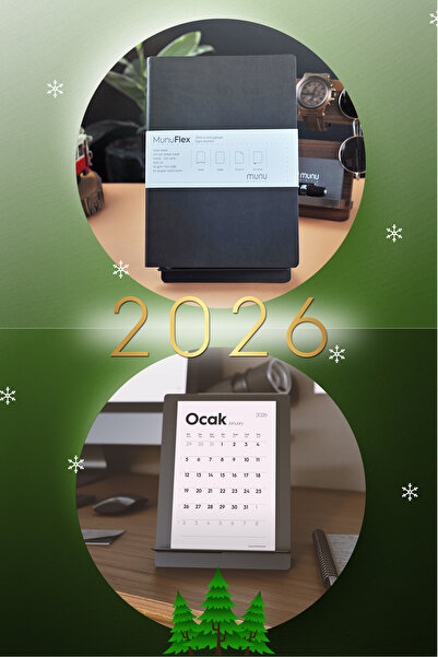 Munu Note Munuflex Siyah Defter Çizgisiz - Munucal S 2026 Masa Takvimi Set