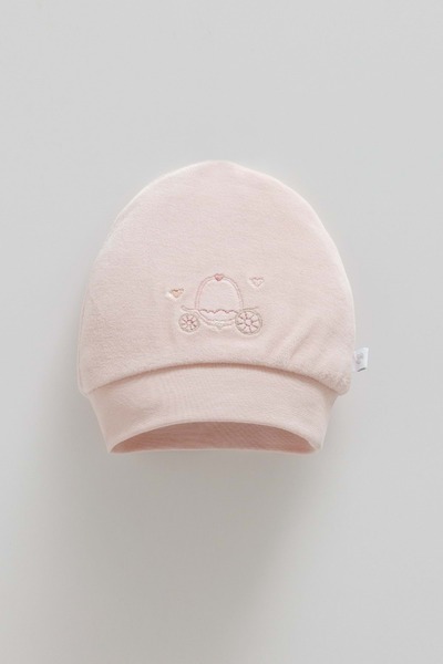 Caramell Middle Castle Embroidered Girl's Velvet Beret Dusty Rose