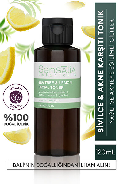 Sensatia Botanicals Yağlı ve Akne Eğilimli Ciltler için Alkolsüz Doğal Tonik - Sıkılaştırıcı 120ml - Tea Tree & Lemon