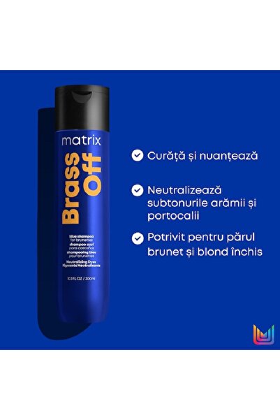 Matrix , Brass Off, Sampon Profesional Pentru Par brunet,Pentru Neutralizarea Tonurilor Calde,300 ml