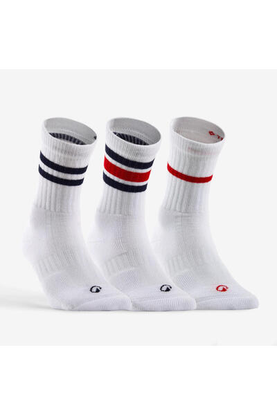 Decathlon Λευκές κάλτσες τένις με ψηλό κορμό - Πακέτο 3 Rs 500