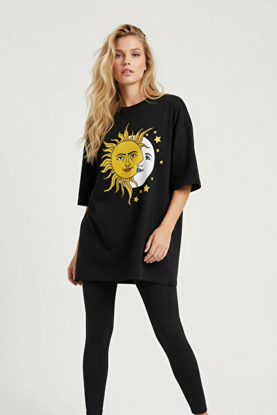 UNCİA OUTDOORS Βαμβακερό πολύχρωμο μπλουζάκι Unisex με στάμπα φεγγαριού και ή...