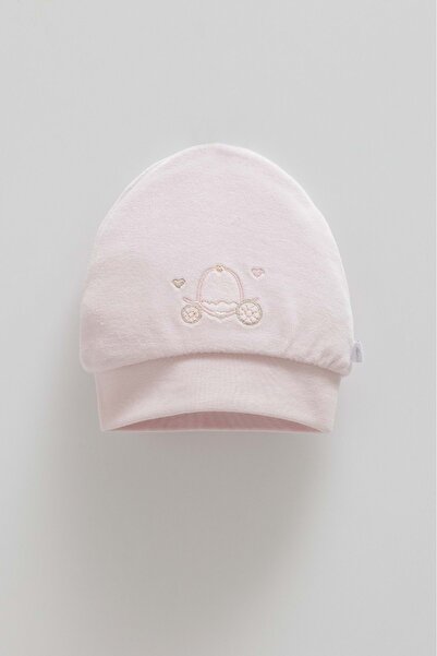 Caramell قبعة مخملية مطرزة للفتيات من ميدل كاسل، لون بودرة