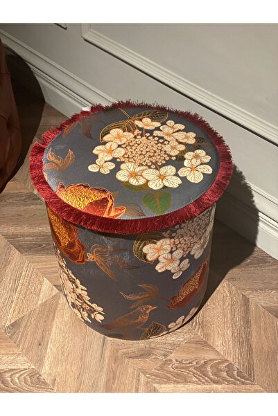 Belletto Bordo Saçaklı Puf