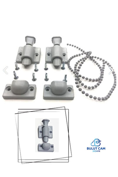 BULUT DİZAYN VE HEDİYELİK EŞYA Glass Balcony Lock| Safety Plastic Lock| Beaded Rope Chain Set| (BLACK)