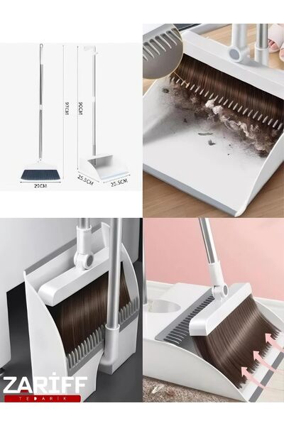 Zariff Evim طقم مكنسة منزلية قابلة للطي ومجارف