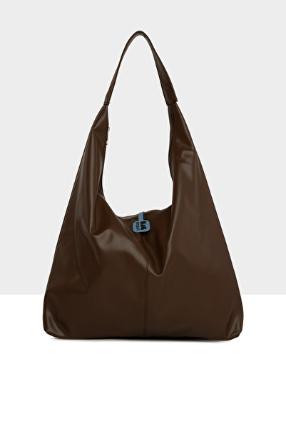 Bagmori Brown Women's Soft Textured Oval Maxi Size Shoulder Bag M000008651