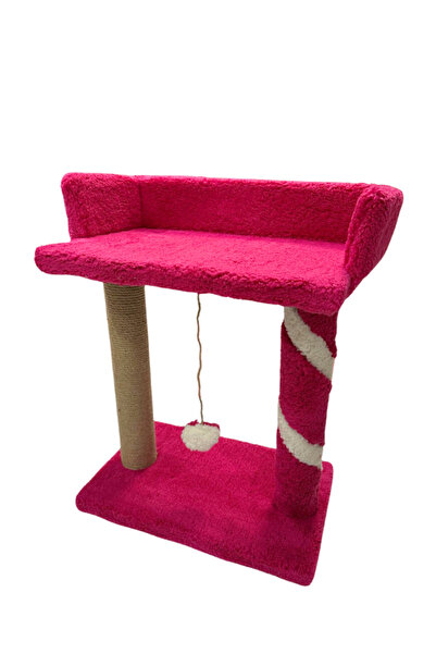 Komano Pontika Plush Textured Soft Cat Scratching Post and Cat Bed with 2-Layer Bed and Play Area 55 cm