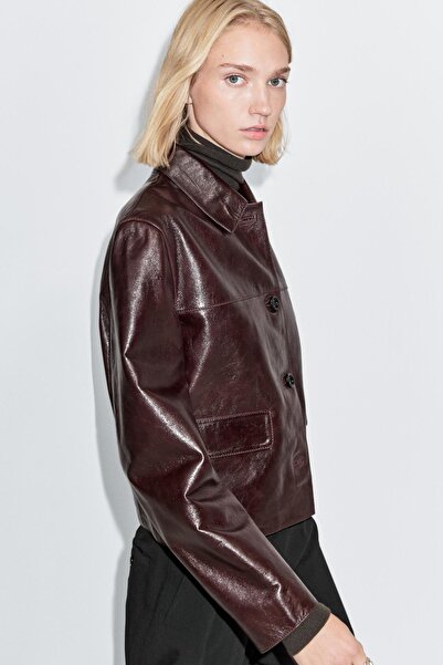 Massimo Dutti Crop napa deri ceket