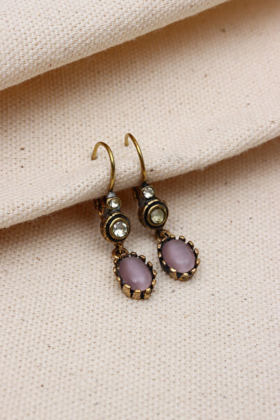 Süspüs Accessories Lila Renk Taşlı Sallantılı Otantik Küpe