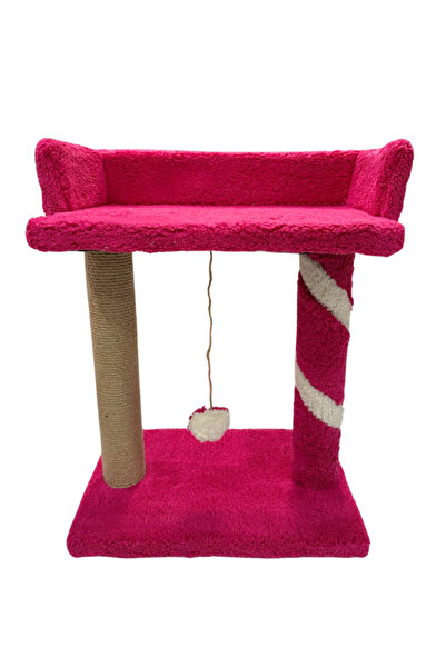 Komano Pontika Plush Textured Soft Cat Scratching Post and Cat Bed with 2-Layer Bed and Play Area 55 cm