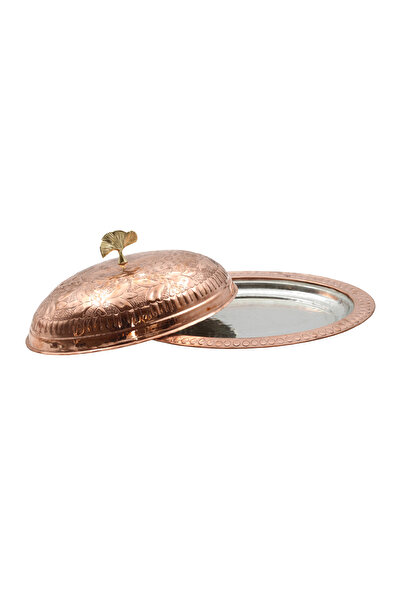 ANTEPSEPETİ Copper Engraved Oval Sahan (41 cm)
